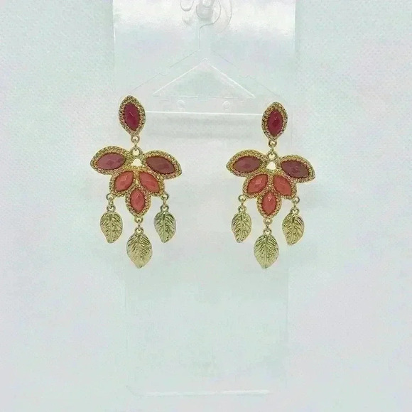 Dashing Dangling Statement Earrings in Red - Picture 3 of 4